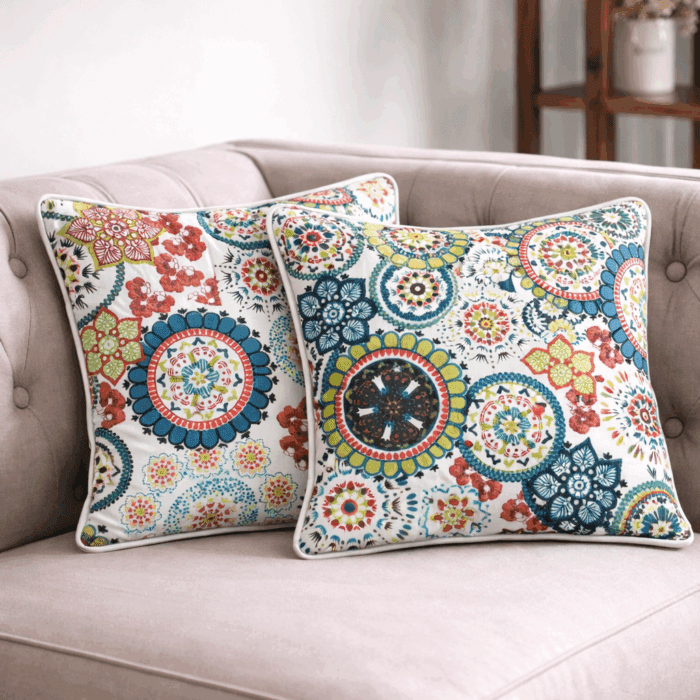 cc8(1) Premium Handloom Cotton Cushion Cover Set of 2(16×16 inches) - Image 1