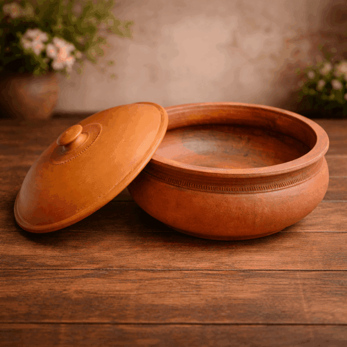 chatti5(1) Handmade Clay Cooking Pot with Lid - Image 1