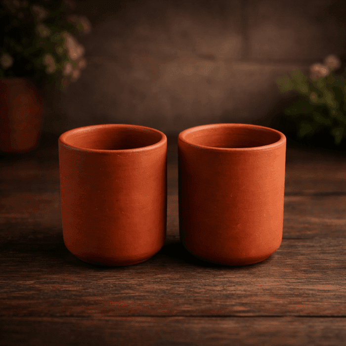 glass1(1) HandMade Unglazed Royal Clay Glass Set – 300ml - Image 1