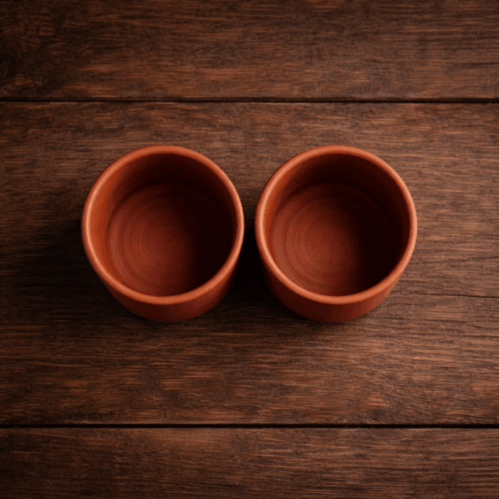 HandMade Unglazed Royal Clay Glass Set – 300ml - Image 2