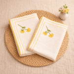 Handloom White Honey Comb Hand Kerchief (Set of 2)