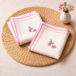 Handloom White Honey Comb Hand Kerchief (Set of 2)