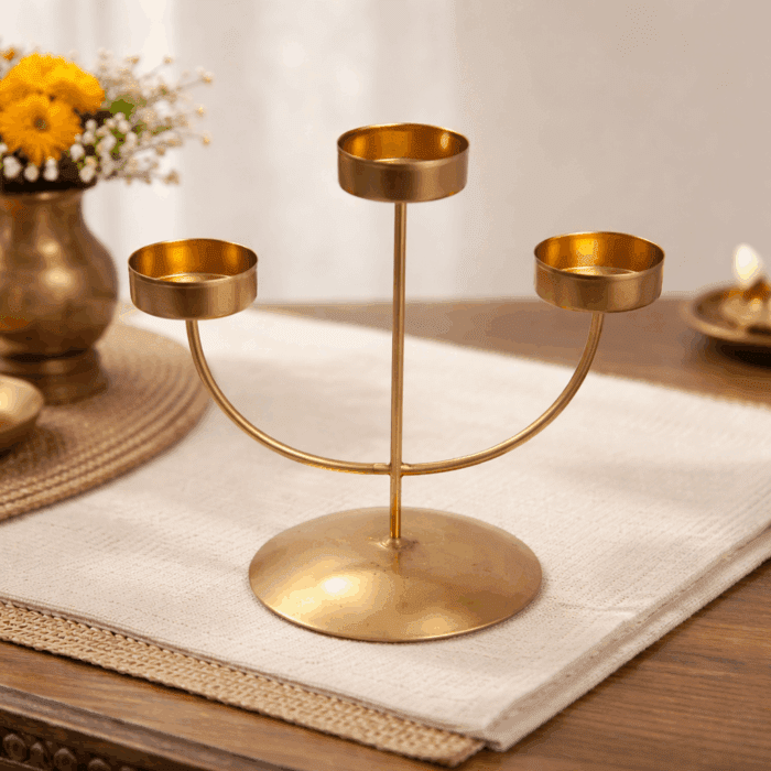 lamp1(1) Brass Table Tea Light Holder - Image 1