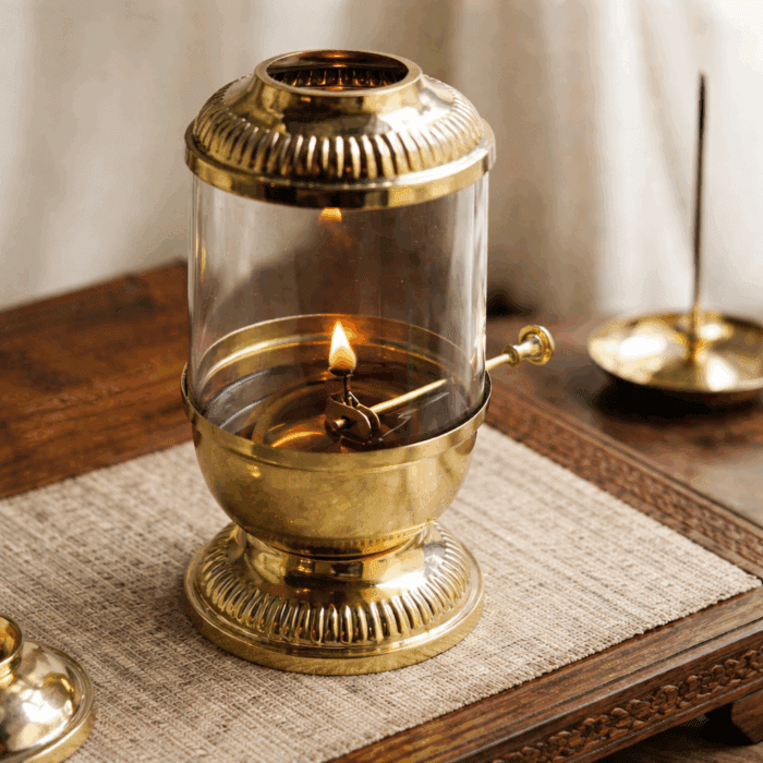 lamp2(1) Pure Brass Oil Lamp with Wick - Image 1