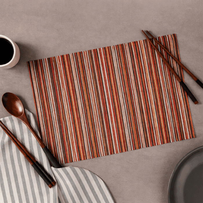 mat3(1) Handwoven Cotton Table Mats With Multicolour Check (Set of 6 Pcs) - Image 1