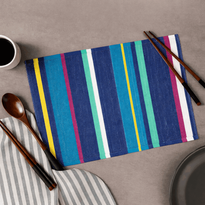 mat5(1) Handwoven Cotton Table Mats With Multicolour (Set of 6 Pcs) - Image 1