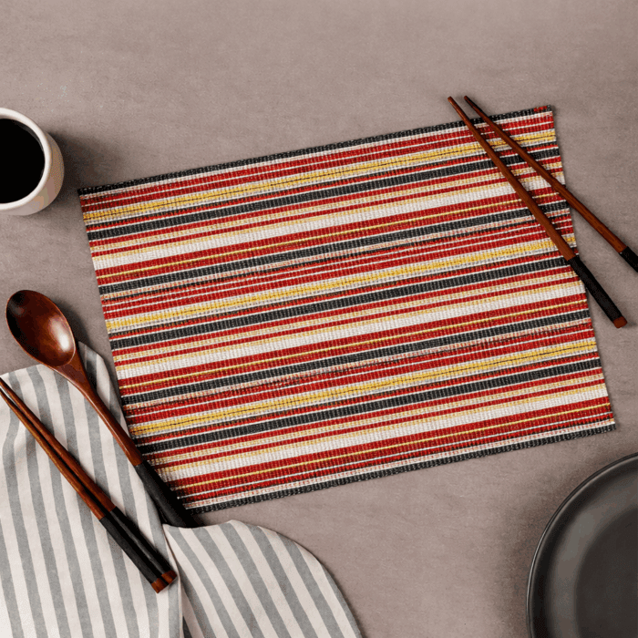 mat8(1) Handwoven Cotton Table Mats With Multicolour (Set of 6 Pcs) - Image 1