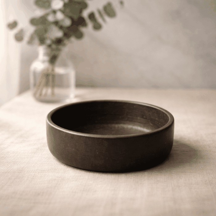 plate3(1) Longpi Black Pottery Pasta/Curry Serving Plate - Image 1