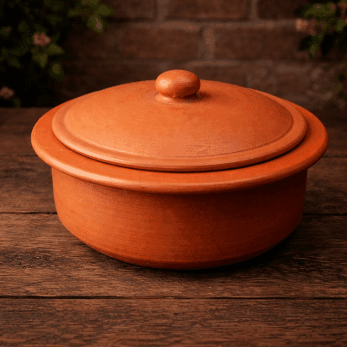 pot1(1) Unglazed Clay Earthen Cooking Pot with Lid – 2.5 Liters - Image 1