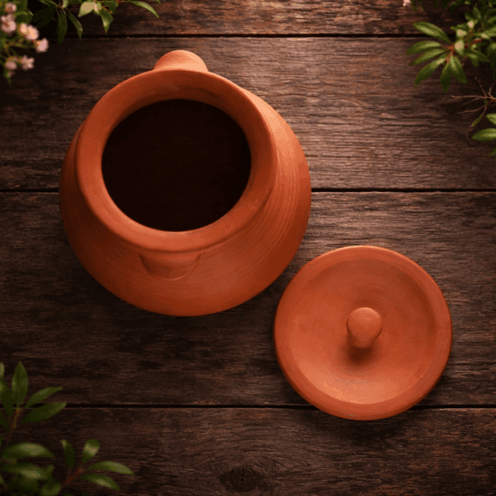 Unglazed Clay Earthen Pot with Lid - Image 2