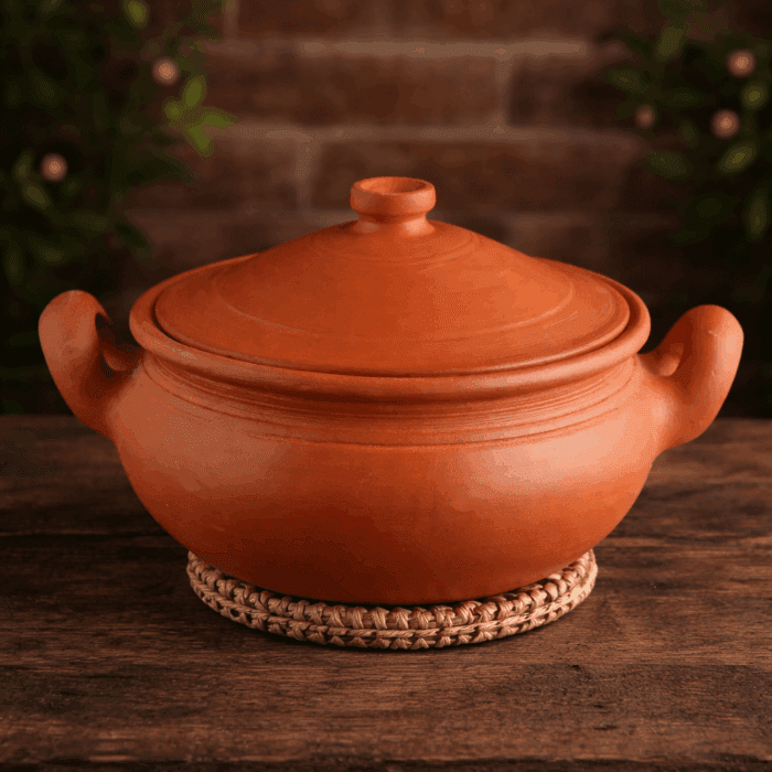 pot8(1) Handmade Clay Kadai with Lid - Image 1