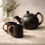 Longpi Black Pottery Tea Set || Tea Pot & Mugs