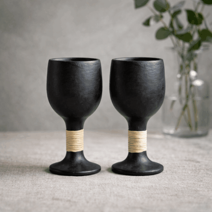 wine glass1(1) Longpi Black Pottery Wine/ Cocktail glasses - Image 1