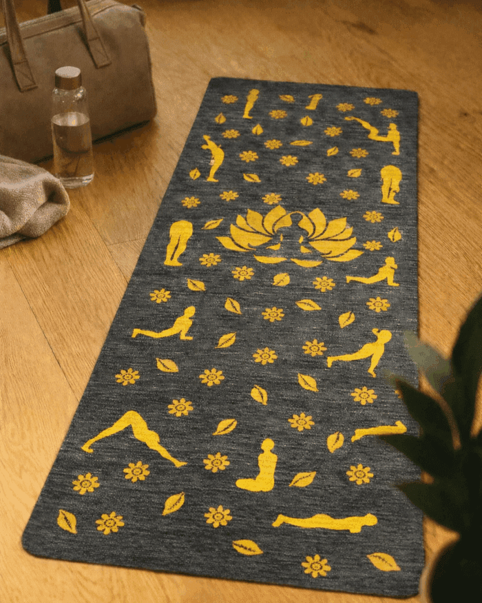 yogamat2(1) Pure Cotton Handwoven Grey Yoga & Multipurpose Mat - Image 1