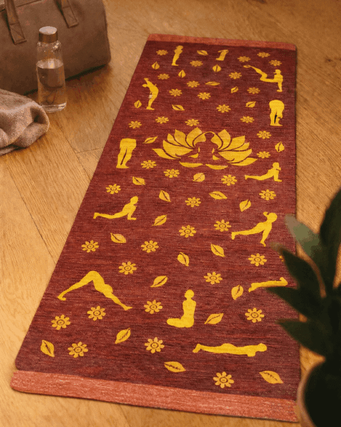 yogamat3(1) Pure Cotton Handwoven Brown Yoga & Multipurpose Mat - Image 1