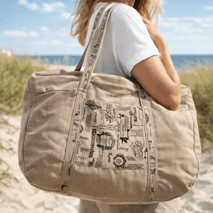 Travel Beige Tote Bag - Image 2