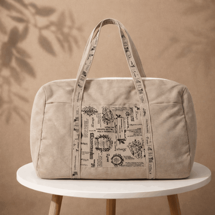 bag1(3) Travel Beige Tote Bag - Image 1