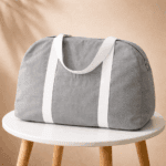 Grey Travel Tote Bag with White Strap
