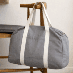 Grey Travel Tote Bag with White Strap - Image 2