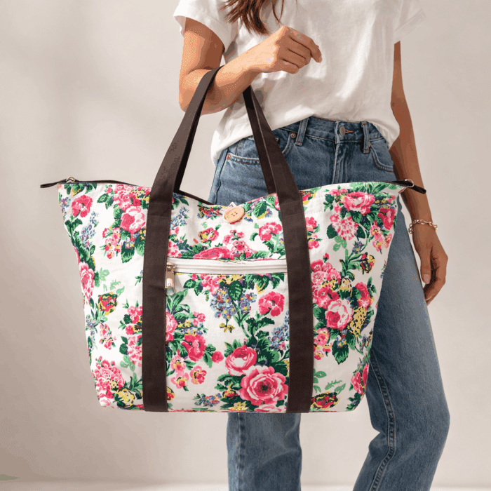 Floral Travel Tote Bag – Multi-Purpose Carryall - Image 3