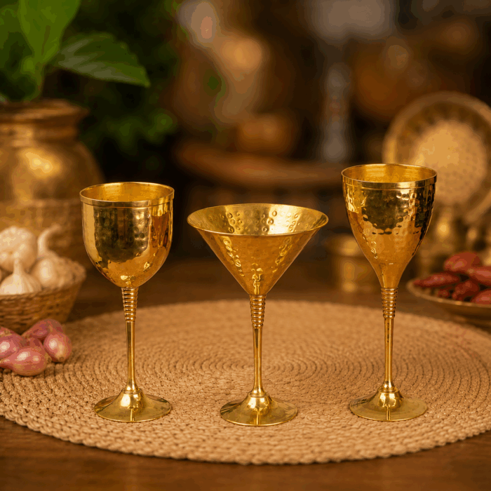 Brass Wine Glass Set - Image 1