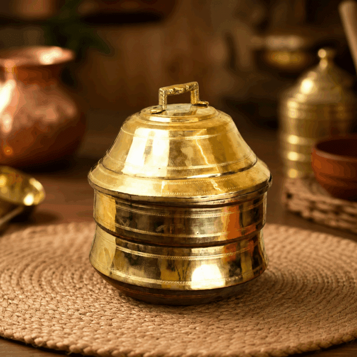 iddli1(1) Brass Traditional Idli Streamer - Image 1