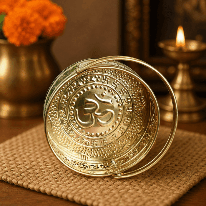 Handcrafted Round Pooja Basket - Image 3