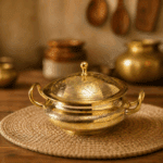 Brass Mughlai Embossed Casserole with Lid