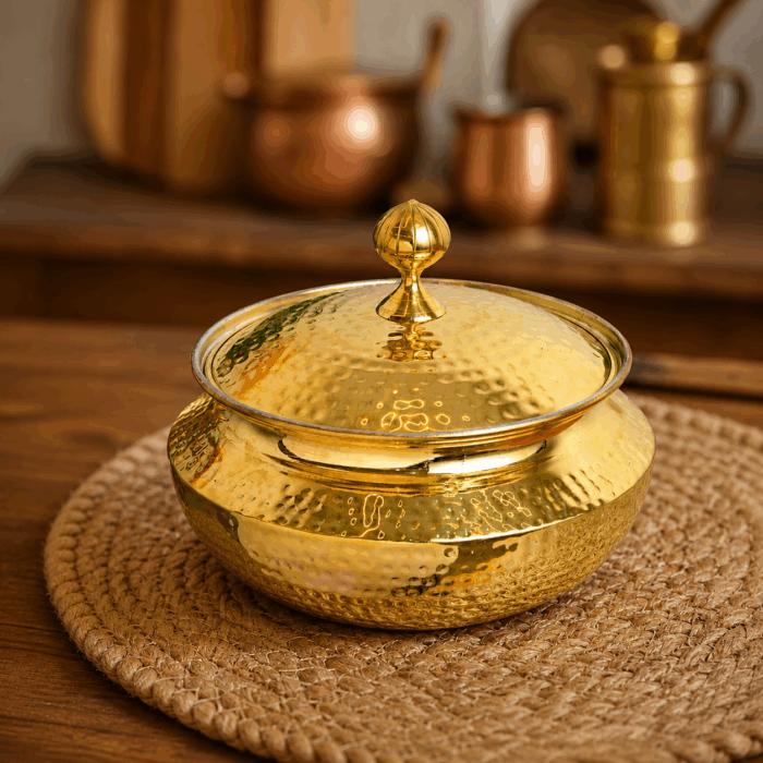 pot5(1) Brass Mughlai Pot with Tin Coating - Image 1