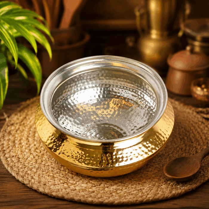 Brass Mughlai Pot with Tin Coating - Image 2