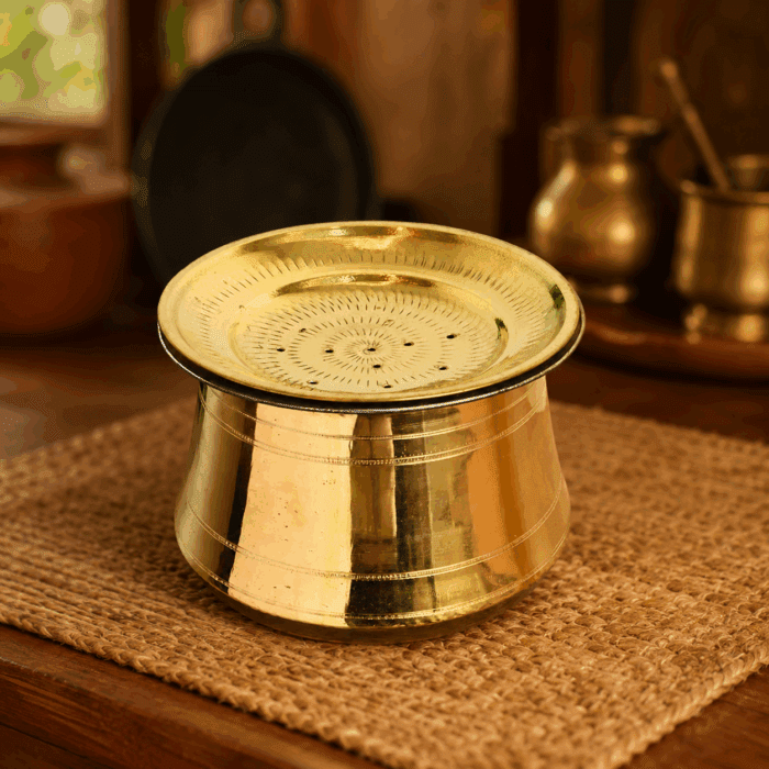 pot7(2) Brass Rice Pot with Lid - Image 1