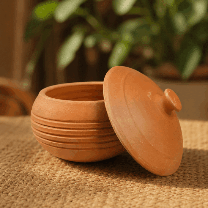 Handmade Designer Clay Storage Pot - Image 1
