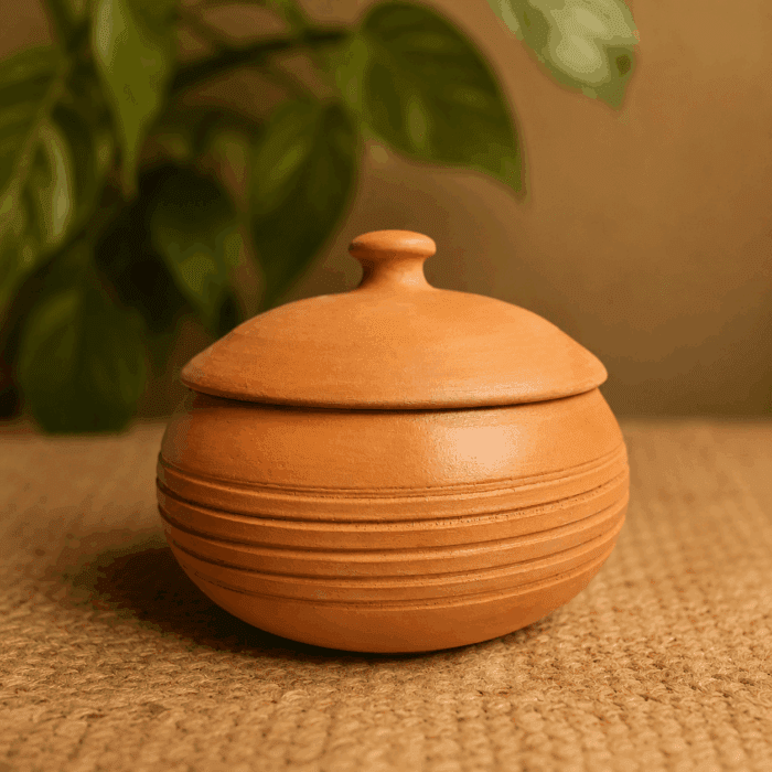Handmade Designer Clay Storage Pot - Image 2