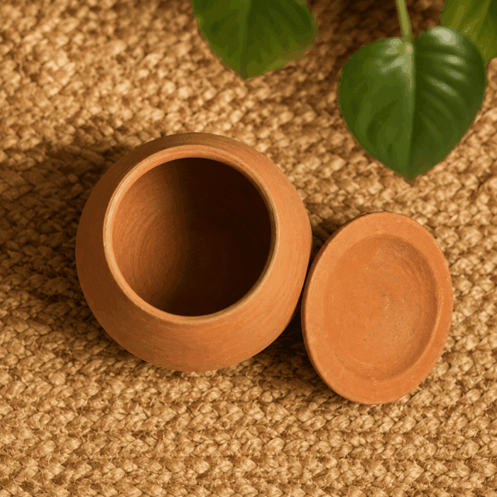 Handmade Clay Storage Pot with Lid - Image 2