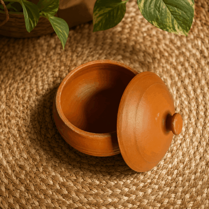 Handmade Designer Clay Storage Pot - Image 3