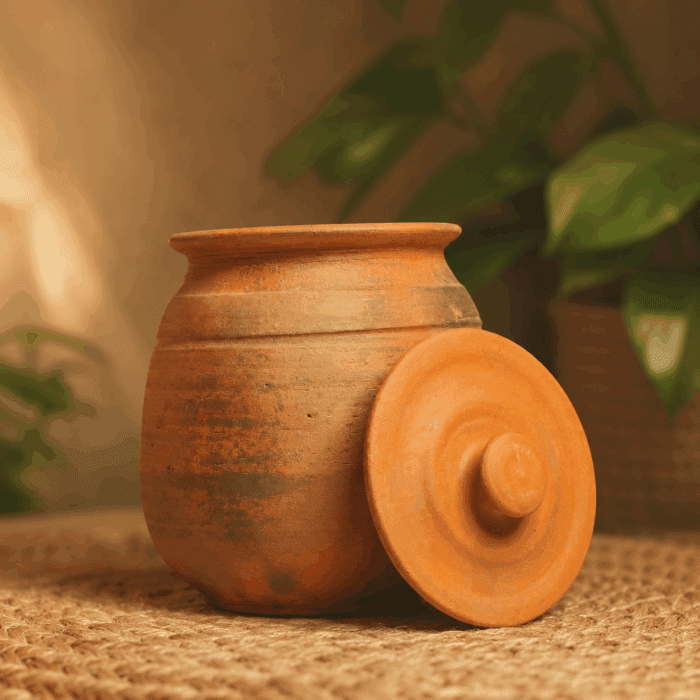 Handmade Clay Storage Pot for Curd with Lid - Image 2