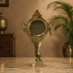 Aranmula Kannadi with Wooden Base | Authentic 3" Traditional Handcrafted Metal Mirror from Kerala