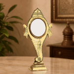 Authentic Shankh Peedom Model Aranmula Kannadi | Handmade Kerala Metal Mirror with Tabletop Stand 5-Inch