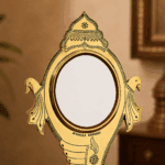 Authentic Shankh Peedom Model Aranmula Kannadi | Handmade Kerala Metal Mirror with Tabletop Stand 5-Inch - Image 3