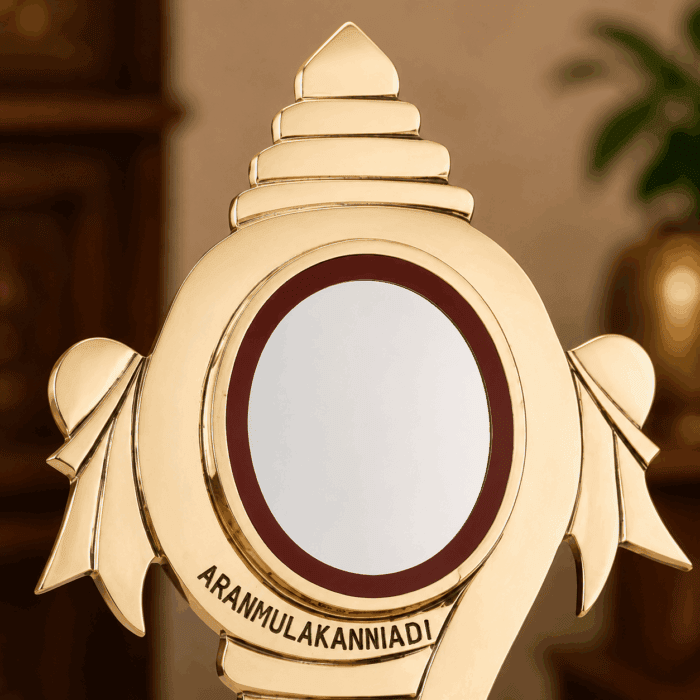 Authentic Aranmula Kannadi Peedom Model | Handmade Metal Mirror from Kerala 4-Inch - Image 2