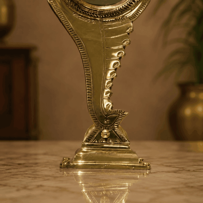 Aranmula Kannadi with Wooden Base | Authentic 3" Traditional Handcrafted Metal Mirror from Kerala - Image 3