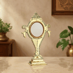 Authentic Shankh Peedom Model Aranmula Kannadi | Handcrafted Kerala Metal Mirror 2.5-Inch