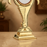 Authentic Shankh Peedom Model Aranmula Kannadi | Handcrafted Kerala Metal Mirror 2.5-Inch - Image 3