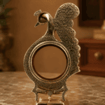 Authentic Aranmula Kannadi – Peacock Model M2 | Handcrafted Kerala Metal Mirror 3-Inch - Image 2