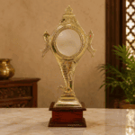 Aranmula Kannadi with Wooden Base | Authentic Handcrafted Kerala Metal Mirror 5 Inch