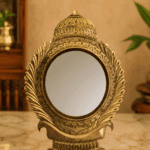 Aranmula Kannadi with Designed Edge | Authentic Handcrafted Kerala Metal Mirror 5 Inch - Image 2
