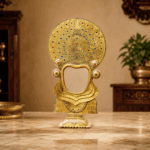The Royal Kathakali Face Model Aranmula Kannadi with Fixed Stand | Authentic Handcrafted Kerala Metal Mirror 5.5 Inch