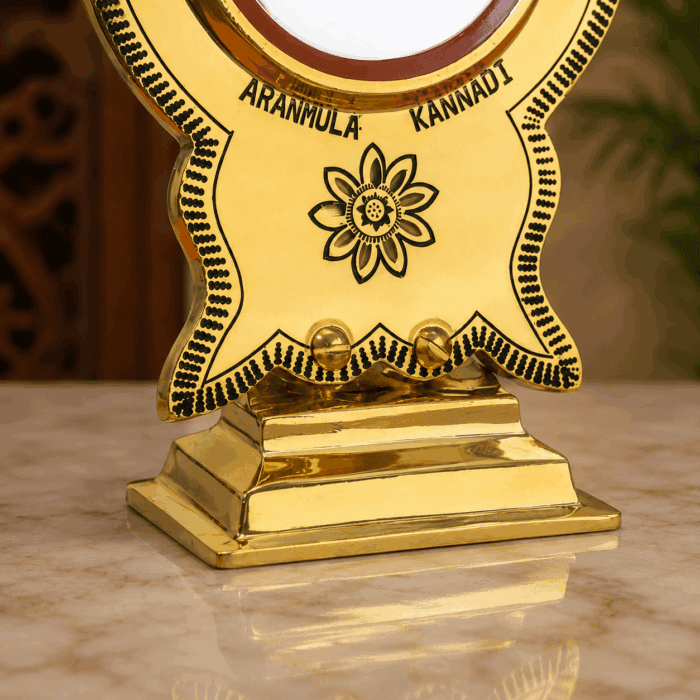 Aranmula Kannadi – Authentic Traditional Handcrafted Metal Mirror with Back Stand from Kerala - 2.5" - Image 3