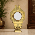 Authentic Double-Sided Peacock Model Aranmula Kannadi | Handmade Kerala Metal Mirror with Fixed Stand 5.25-Inch