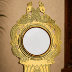 Authentic Double-Sided Peacock Model Aranmula Kannadi | Handmade Kerala Metal Mirror with Fixed Stand 5.25-Inch - Image 2